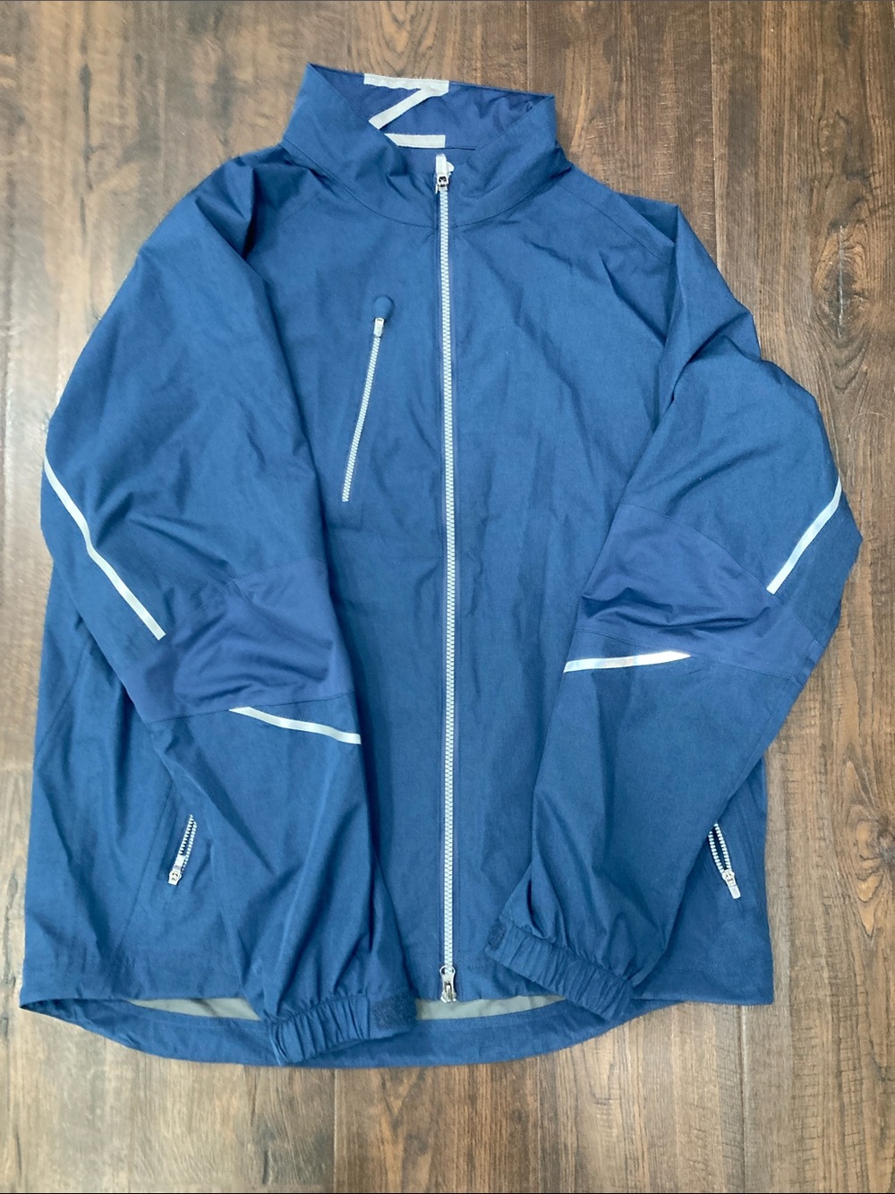 Men's Navy Windbreaker Jacket with Reflective Trim